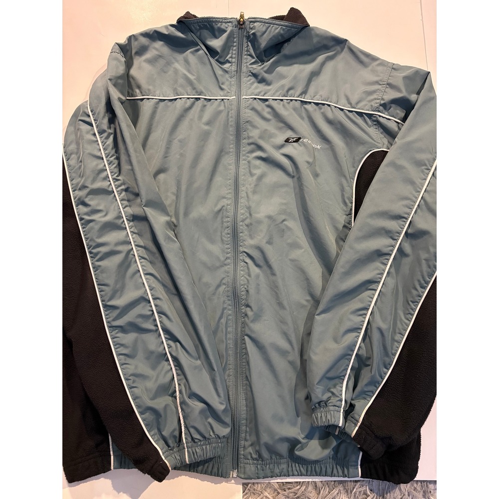 Vintage Reebok Windbreaker Jacket Mens M Blue‎ Full Zip Y2K 90s